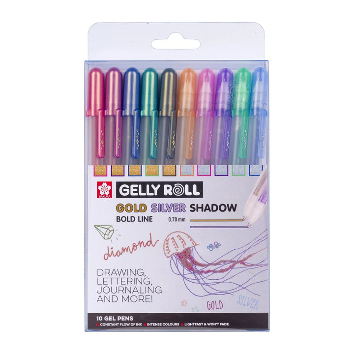 Gelly Roll Gel Pen Gold & Silver Shadow Set | Gelly Roll Sakura