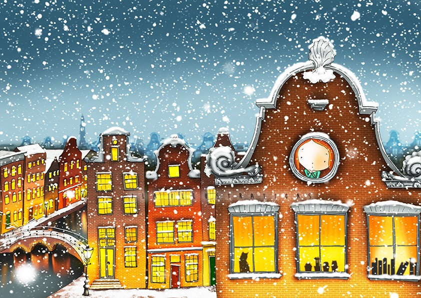 218 - Snowy Amsterdam | Kaart Ila Illustrations