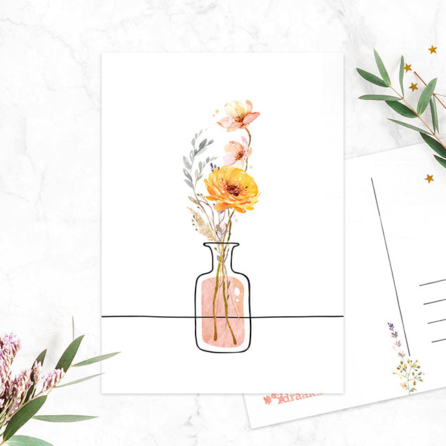 ‘Bosje bloemen’ gele bloem | Kaart Studio Draak