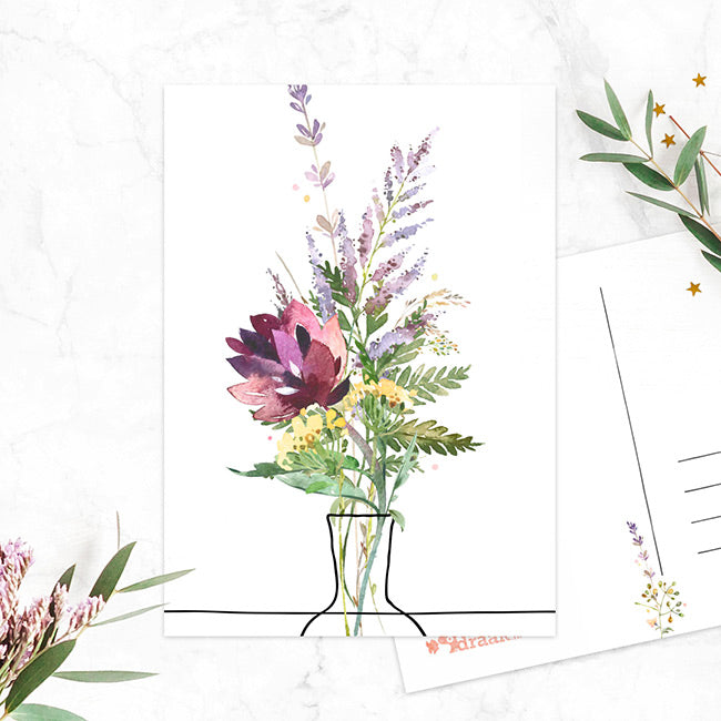 ‘Bosje bloemen’ paars | Kaart Studio Draak