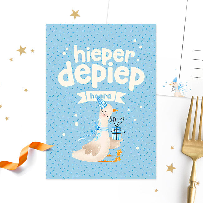 ‘Hieperdepiepkuiken’ blauw | Kaart Studio Draak
