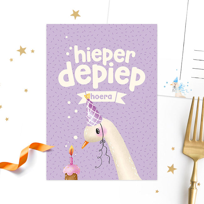 ‘Hieperdepiepkuiken’ paars | Kaart Studio Draak