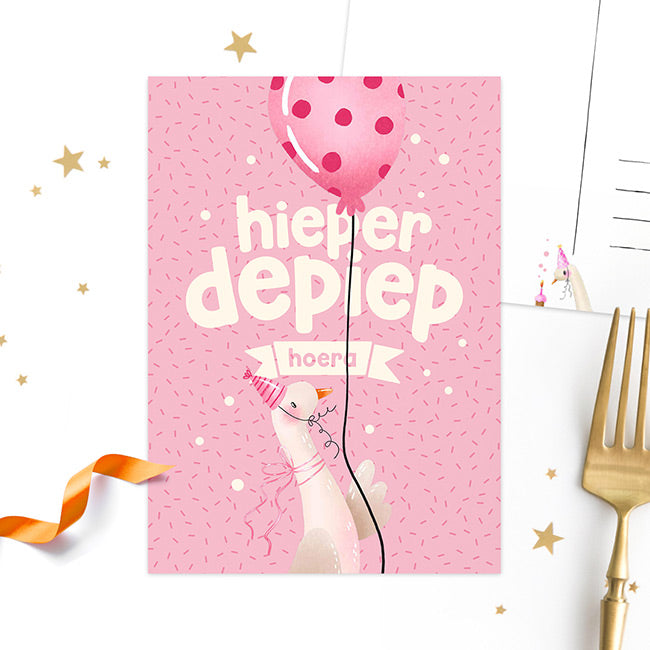 ‘Hieperdepiepkuiken’ roze | Kaart Studio Draak