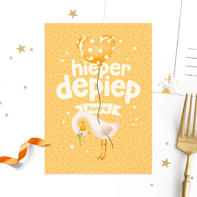 ‘Hieperdepiepkuiken’ oranje | Kaart Studio Draak
