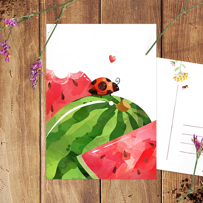 ‘Lieveheersbeestje’ watermeloen | Kaart Studio Draak
