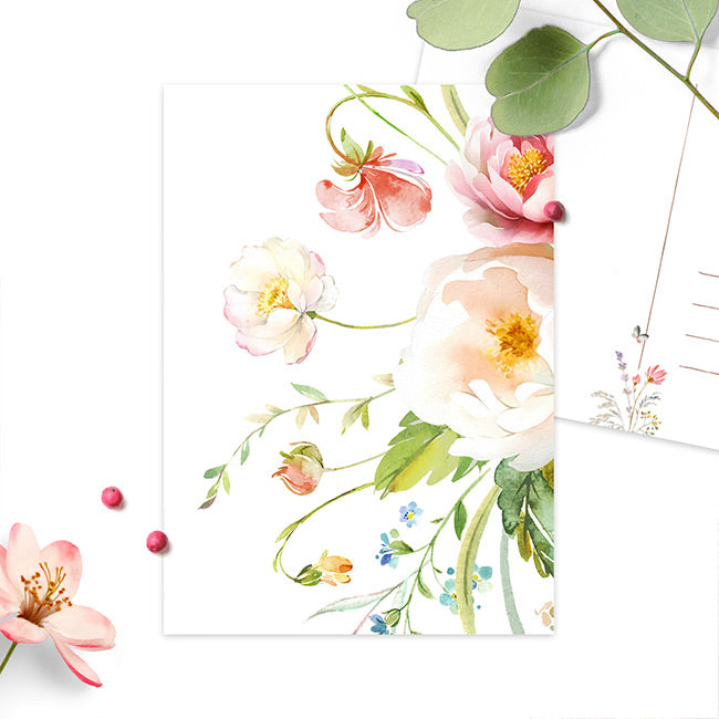 ‘Pluktuin’ witte bloemen | Kaart Studio Draak
