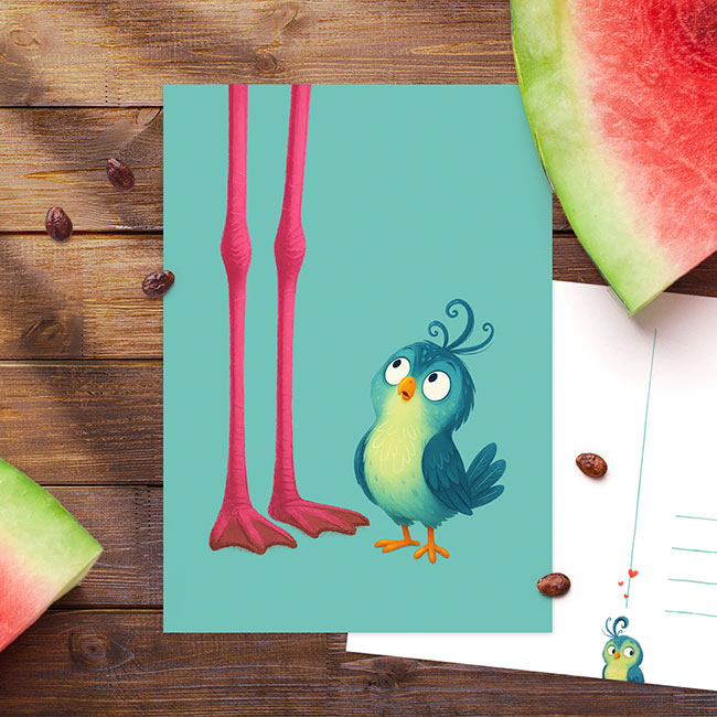 ‘Popelende pluim’ flamingo | Kaart Studio Draak