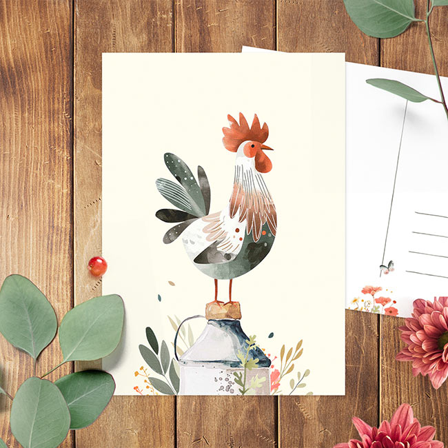 ‘Fleurig voorjaar’ haan | Kaart Studio Draak