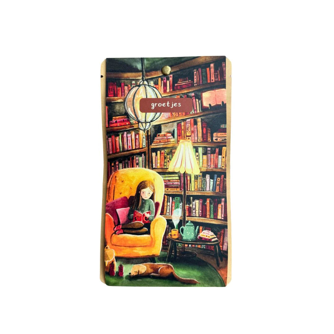Theekaart boekenliefde - groetjes | Esther Bennink