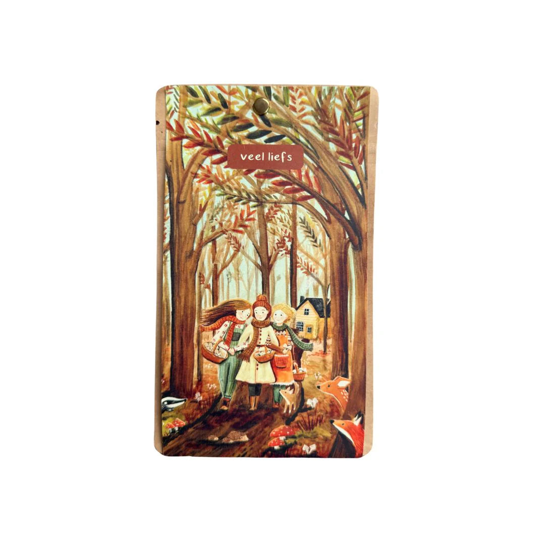 Theekaart paddenstoelen plukken - veel liefs | Esther Bennink