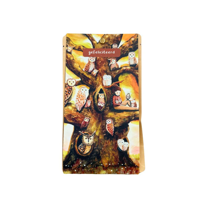 Theekaart uilenboom - gefeliciteerd | Esther Bennink
