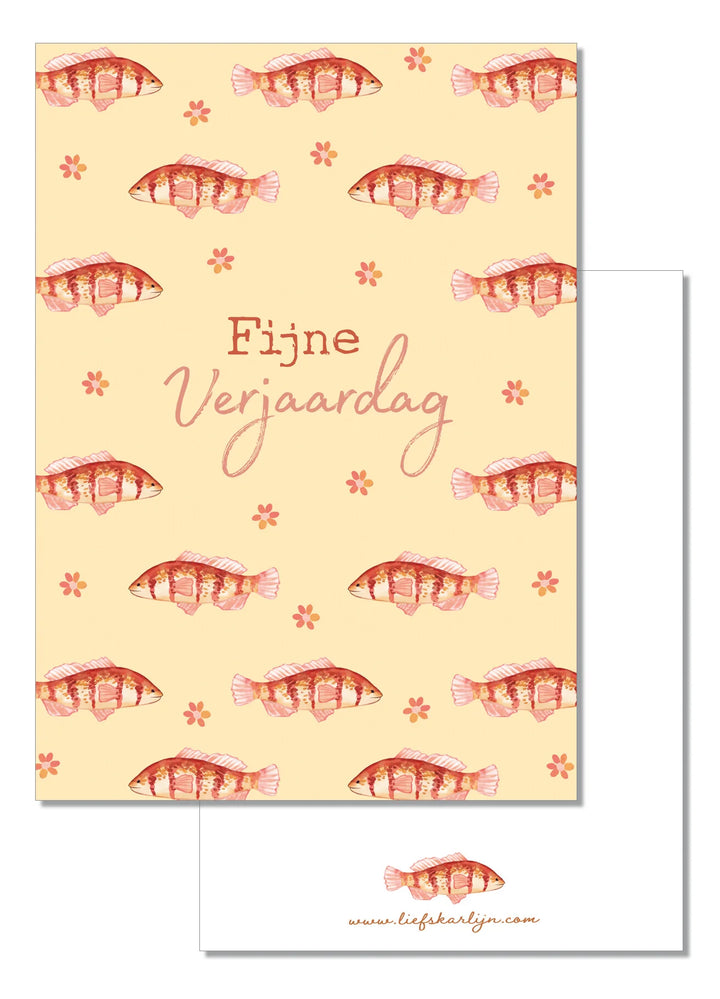 Vissen print - fijne verjaardag | Kaart LiefsKarlijn