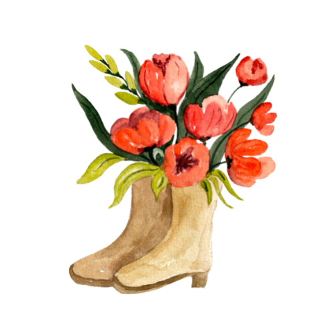 Bloemen in laarzen| Sluitstickers 10st.