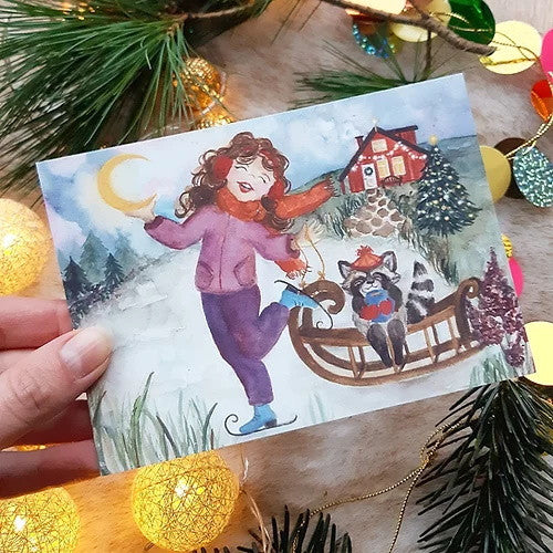 Mädchen auf Eis | Postkarte A6 Romyillustrationen