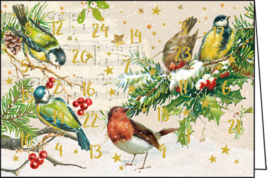 Vintage vogels | Adventkalender kaart Edition Gollong