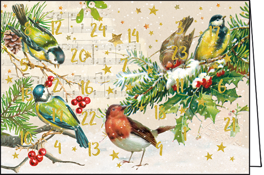 Vintage vogels | Adventkalender kaart Edition Gollong