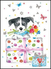 Hond met cadeautjes | Minikaart Edition Gollong