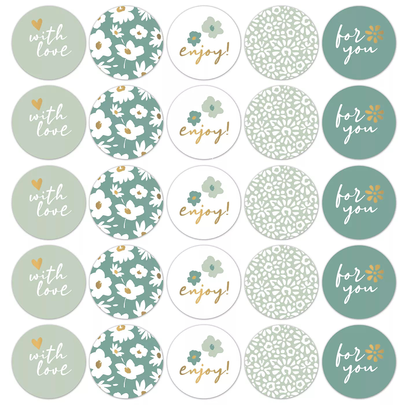 Coeurs des Fleurs (groen)| Sluitstickers 10st