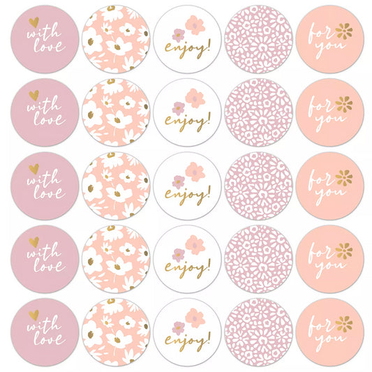 Coeurs des Fleurs (roze)| Sluitstickers 10st