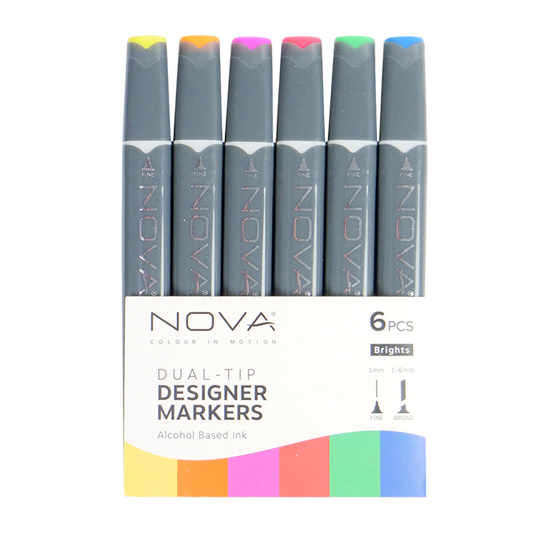 Trimcraft Nova Sketch Markers Brights (6pcs) (NOV008)