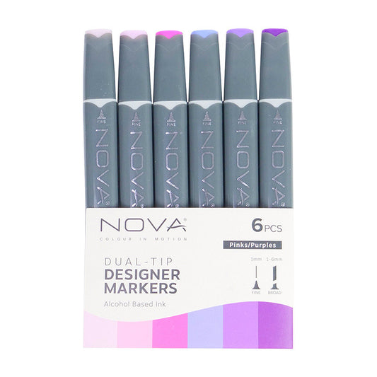 Trimcraft Nova Sketch Markers Purples/ Pinks (6pcs) (NOV006)