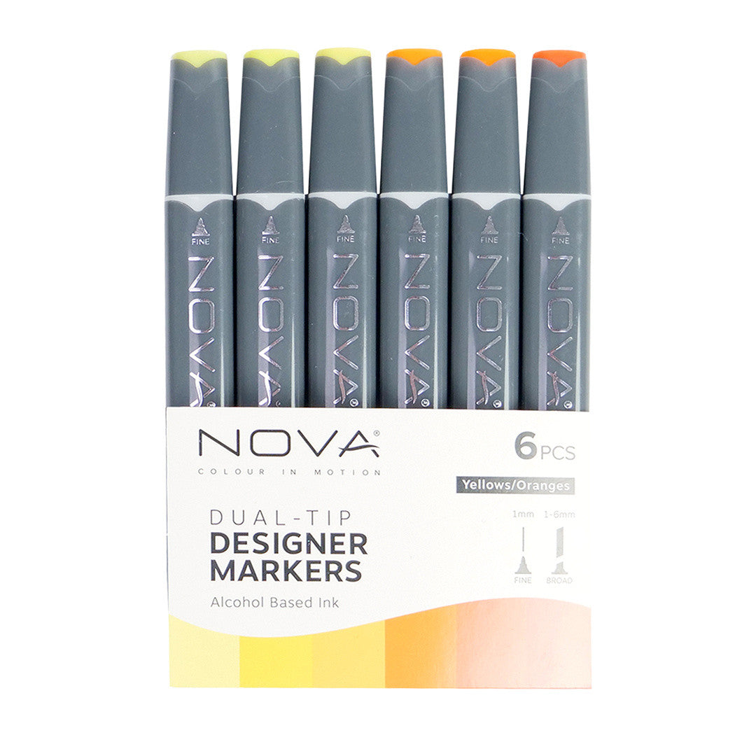 Trimcraft Nova Sketch Markers Orange/Yellows (6pcs) (NOV005)