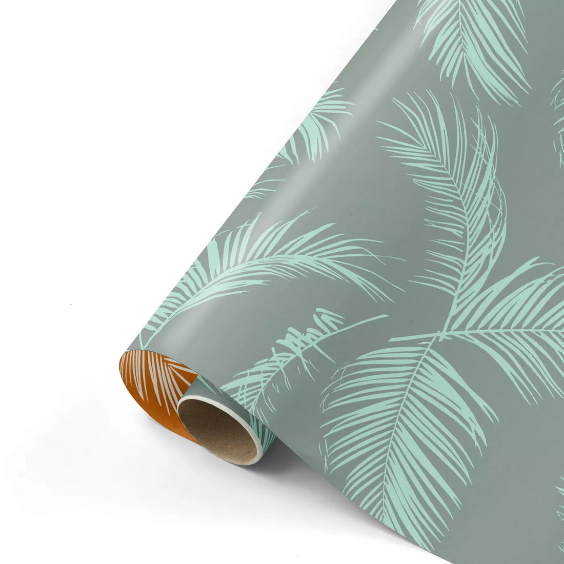 Palms Petrol/Roest| Cadeaupapier 50cm x 300cm