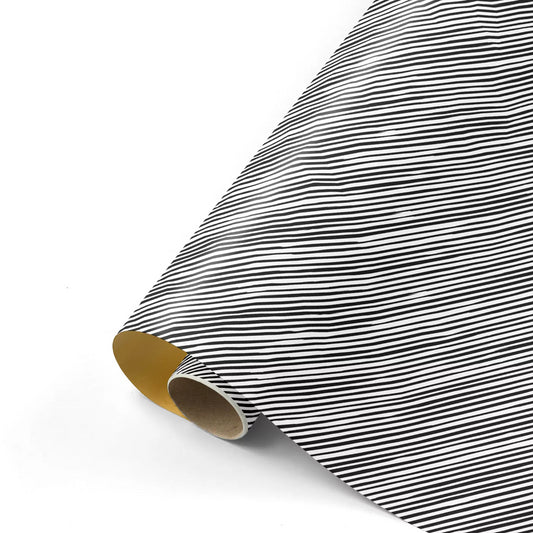 Stripes Zwart/Goud| Cadeaupapier 50cm x 300cm