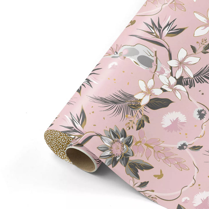 Tropical Garden Roze/Goud| Cadeaupapier 50cm x 300cm