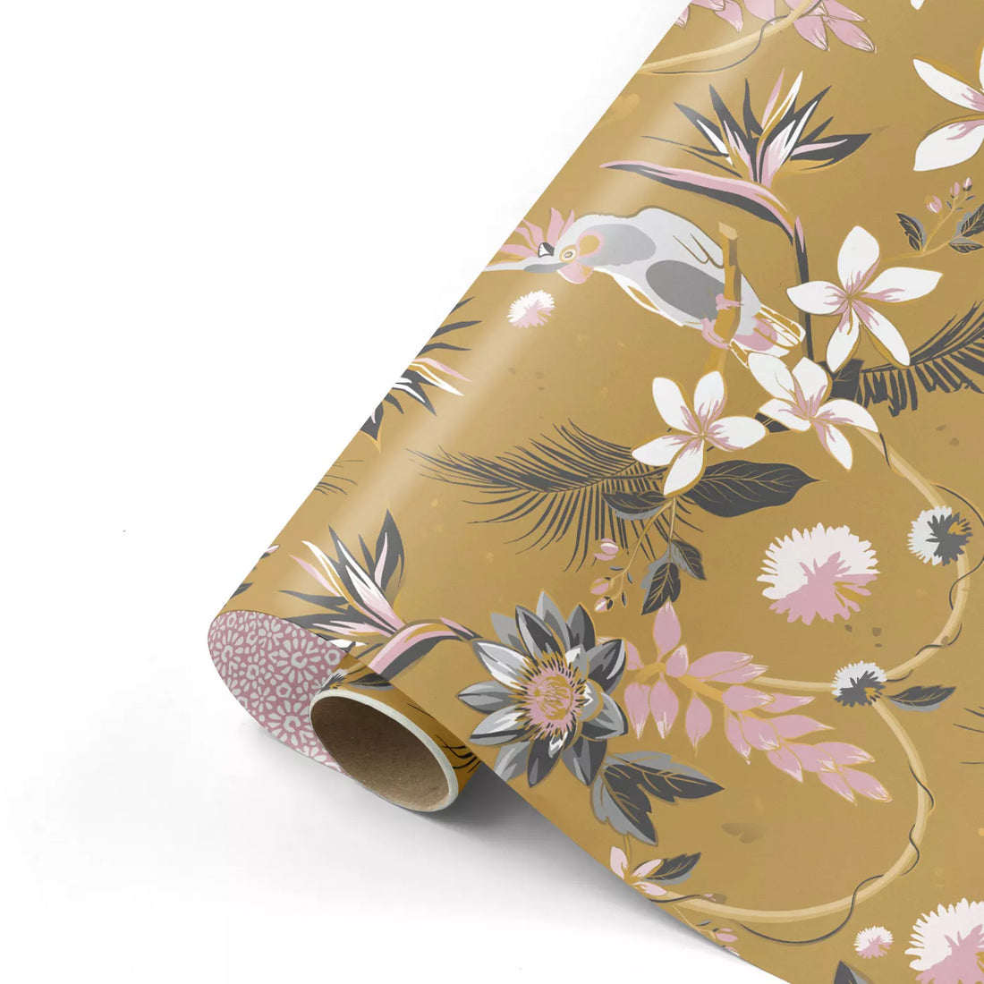 Tropical Garden Goud/Roze| Cadeaupapier 50cm x 300cm