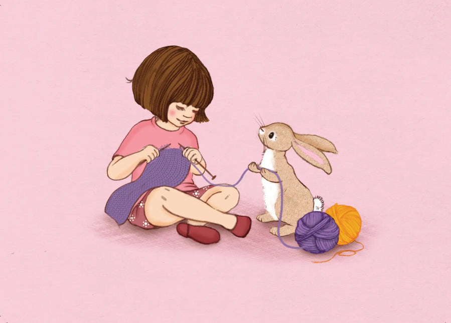 Breien met konijn| Kaart Belle & Boo