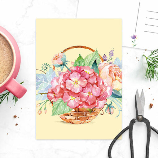 Postkaart ‘Bloesem en bloemen’ mand| Kaart Studio Draak