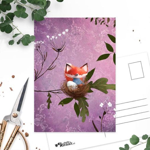 Postkaart ‘Kleine wereld’ vosje| Kaart Studio Draak