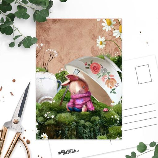 Postkaart ‘Kleine wereld’ konijntje| Kaart Studio Draak