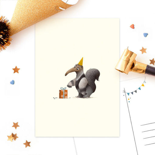 Postkarte 'Yippies Geburtstag' Ameisenbär | Card Studio Drache