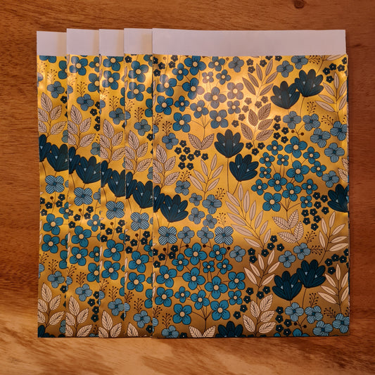 Flowers blue / gold | Cadeauzakjes 5st