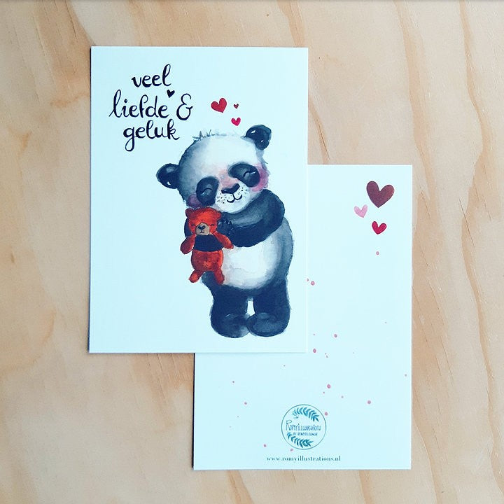 Knuffelpanda veel liefde en geluk | Romyillustrations