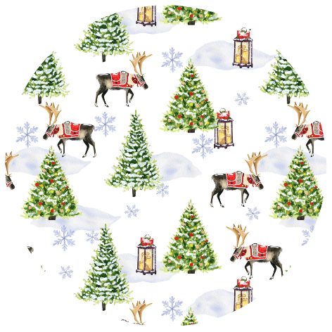 Rendieren en kerstbomen | Sluitstickers 10st.