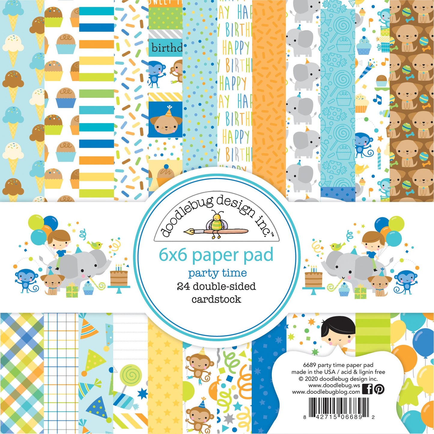 Doodlebug Design Party Time 6x6 Inch Paper Pad (6689)