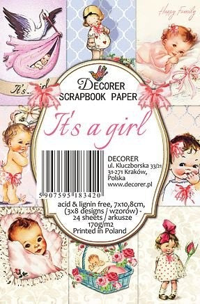 Decorer It's a Girl Paper Pack (7x10.8cm) (M49)