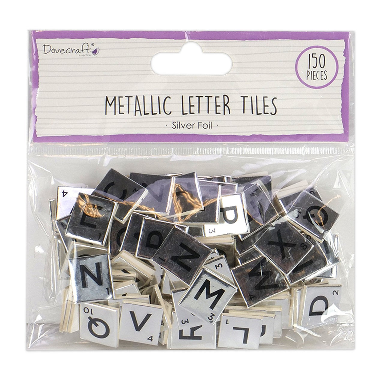 Dovecraft Silver Chipboard Letter Tiles (DCBS224)