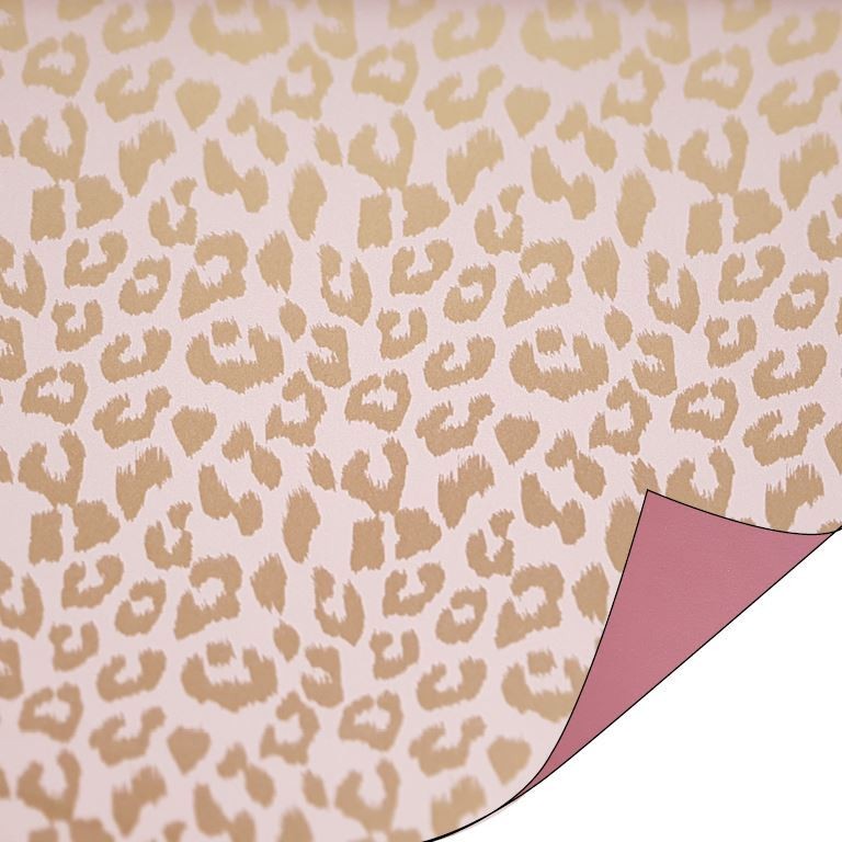 Cheetah roze/goud | Cadeaupapier 3mtr
