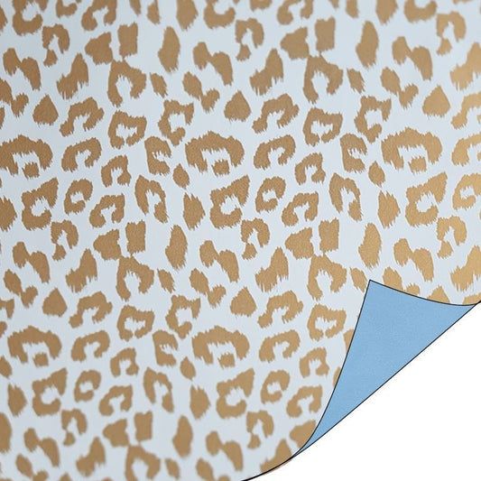 Cheetah blauw/goud| Cadeaupapier 3mtr