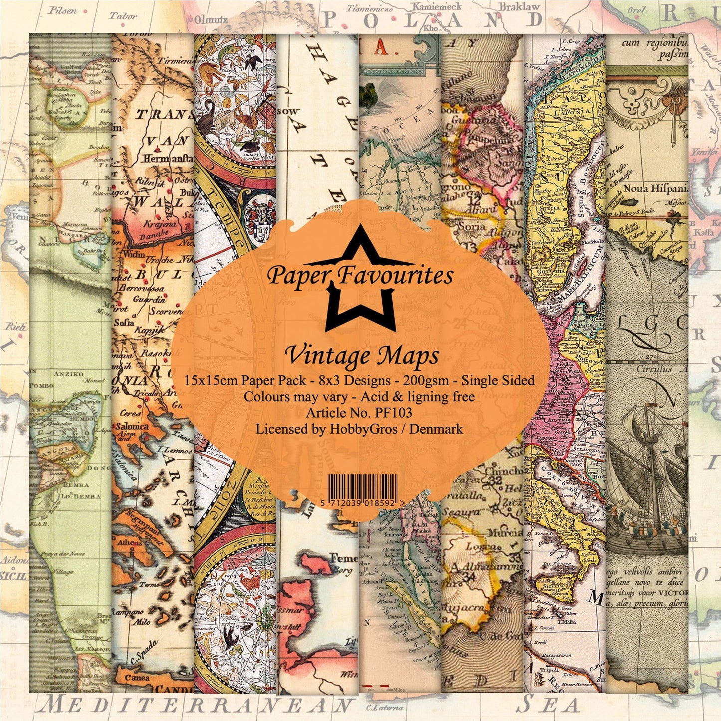 Paper Favourites Vintage Maps 6x6 Inch Paper Pack (PF103)