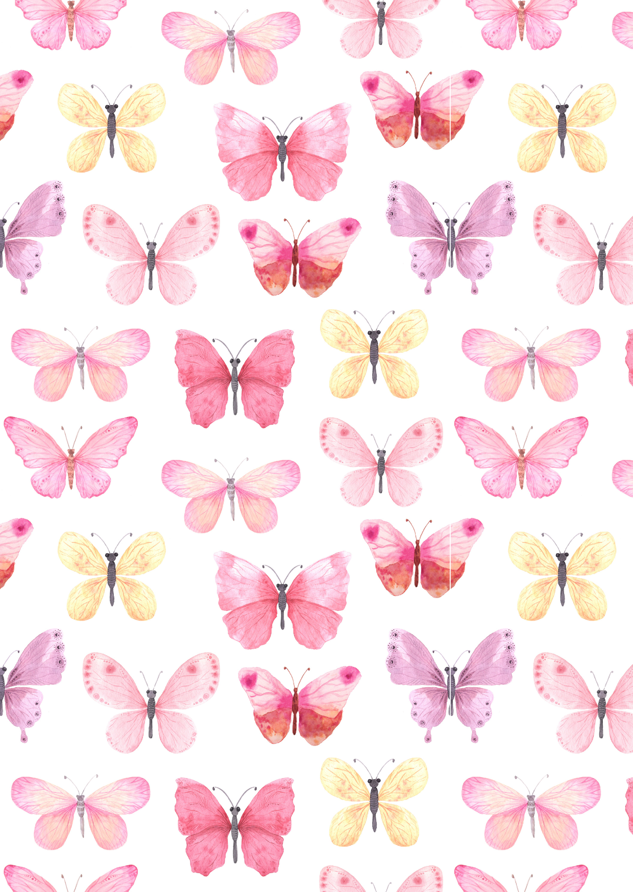 Vlinders geel/roze/paars | Kaart Fripperies