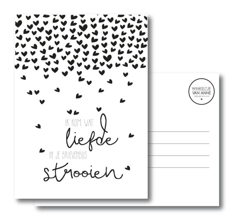 Ik kom wat liefde in je brievenbus strooien| Kaart winkeltjevananne.nl