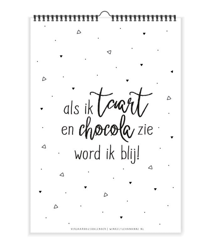 Taart & Chocola| Verjaardagskalender winkeltjevananne.nl