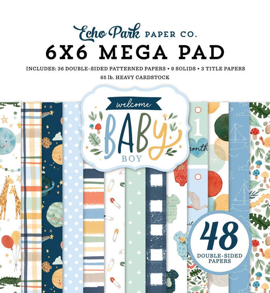 Echo Park Welcome Baby Boy 6X6 Inch Cardmakers Mega Pad (WBB234031)