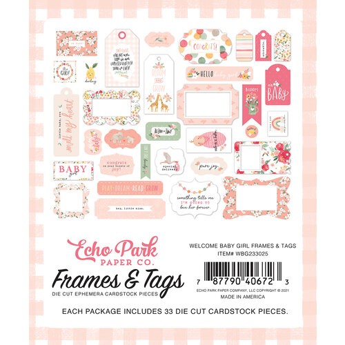 Echo Park Welcome Baby Girl Frames & Tags (WBG233025)