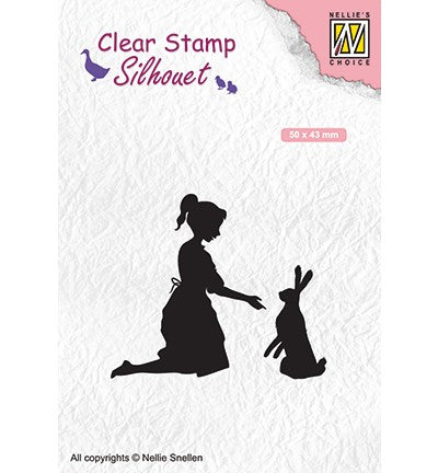 Silhouet Clear stamps 'girl with hare'
